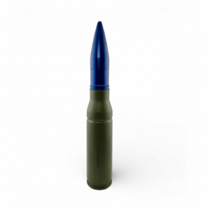 25mm Bushmaster in New Fired Case and Inert Blue TP Projectile Dummy Round. Price Each