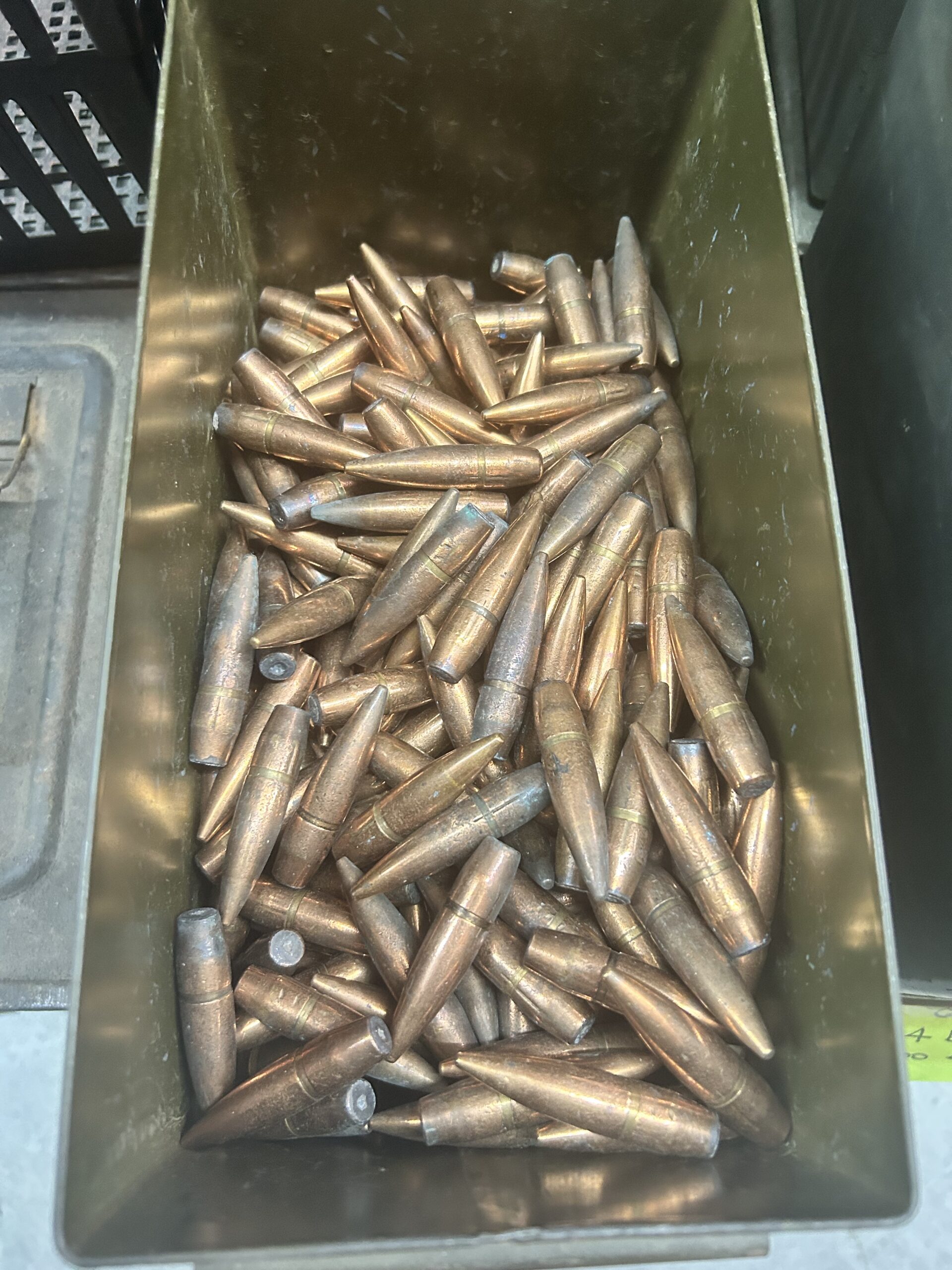 50 cal API projectiles, Unsized, Unpainted 400 projectiles in a free 50 caliber can. Grade 2