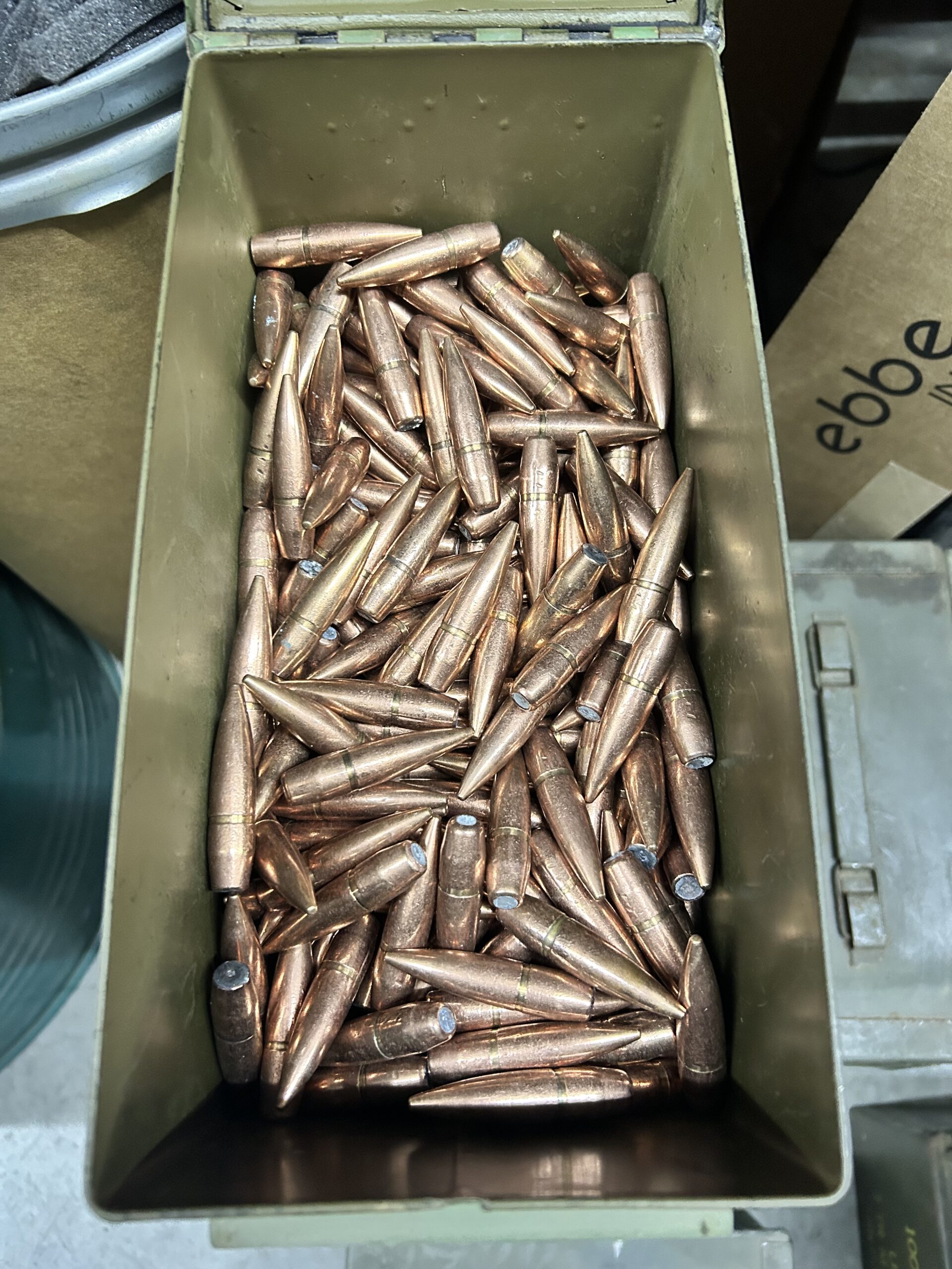 50 cal API projectiles, Unsized, Unpainted 400 projectiles in a free 50 caliber can. Grade 2