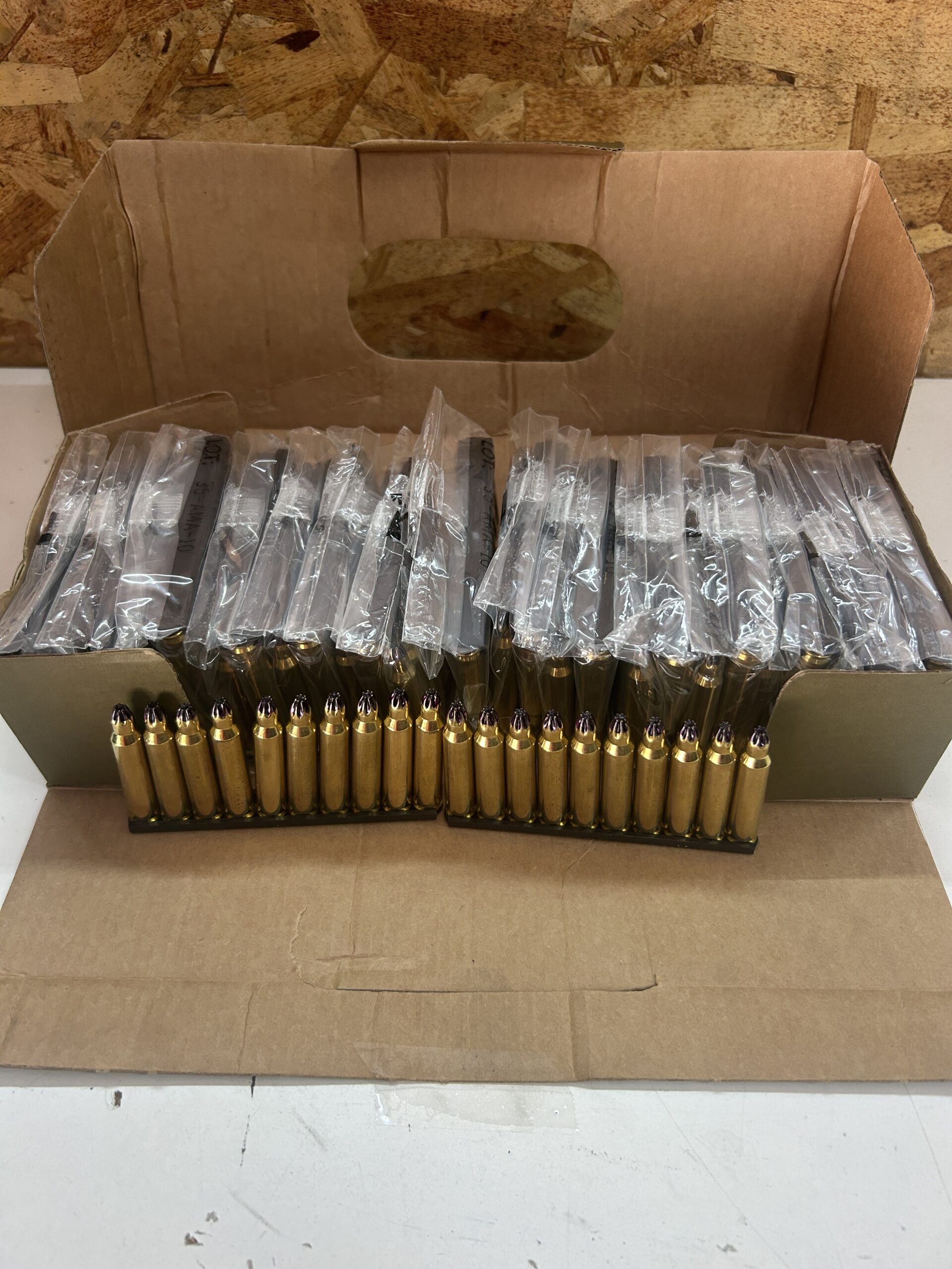 Denex 5.56x45 M200 blanks on 10 round nylon stripper clips. - Image 4