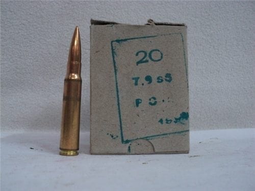 8MM Mauser ball ammo, 196 grain projectile.