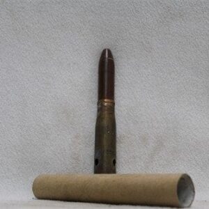 20mm Oerlikon brass case dummy round, fairly clean,with paper protector tube, Price Each