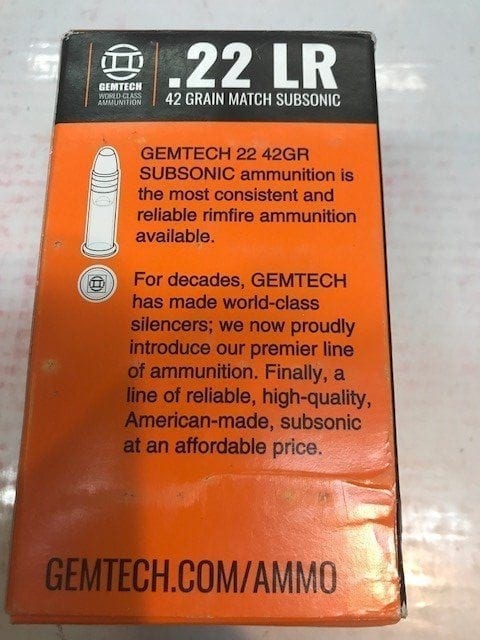 Gemtech 22LR 42 Grain Match subsonic. - Image 2