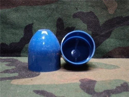 40 mm Hollow blue plastic caps.