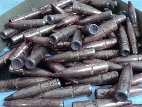 50 Cal. Open base tracer projectiles. UNSIZED. 57 projectile pack