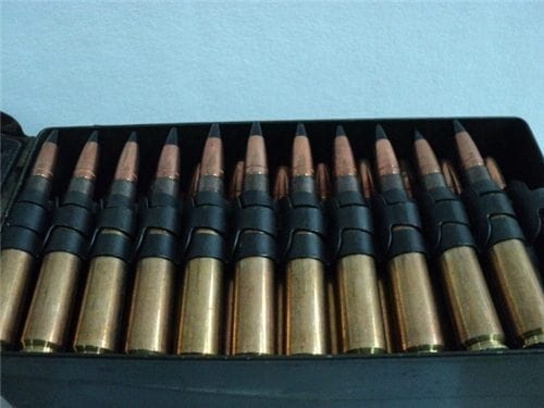 50 cal AP Ammo South African, linked, Headstamp 86 13. 35 round can.