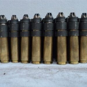 50 cal crimp type blank. 100 round linked belt.