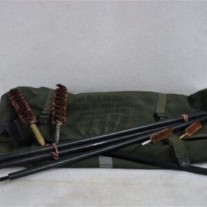 50 Cal cleaning kit with carry bag. Includes T handle rod, 1 chamber brushes, bore rod and 1 bore brushes.