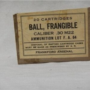 30-06 U.S. Frangible ammo. WW II 20 round box