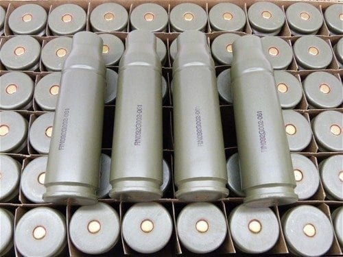 25mm Bushmaster primed, unfired, new steel cases, Price Each