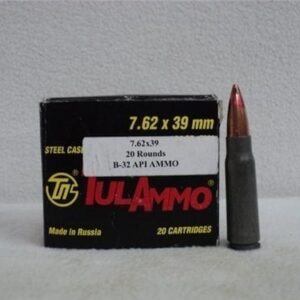 7.62x39 API Ammo, B-32 Heavy bullet ammo. 20 round box.