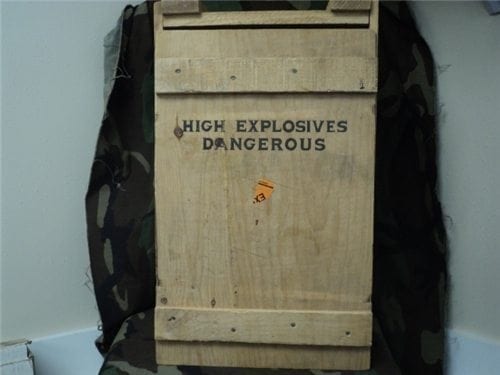 EMPTY WOOD COMP-B MILITARY EXPLOSIVE BOX. (EMPTY)