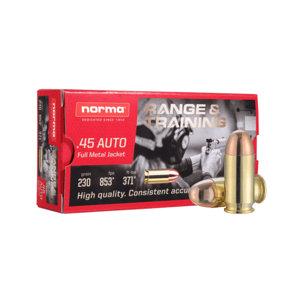 Norma Range & Training Ammunition 45 ACP 230 Grain Full Metal Jacket