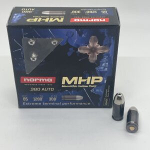 Norma Home Defense MHP Ammunition 380 ACP 85 Grain Solid Hollow Point Lead Free Box of 20