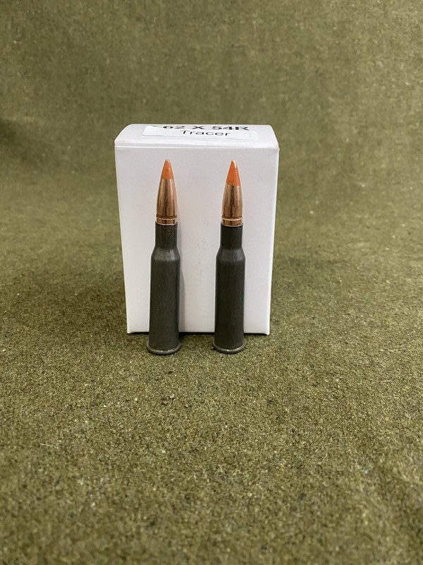 7.62X54R ORANGE TIP TRACER AMMO. 20 round boxes ok for belted fed guns.