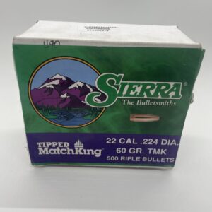 Sierra .22 Caliber 60 Grain 500 Box Tipped MatchKing Rifle Bullets. Partial Box. 490 bullets