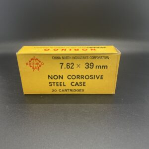 7.62x39 Norinco Pre ban steel core ammunition.