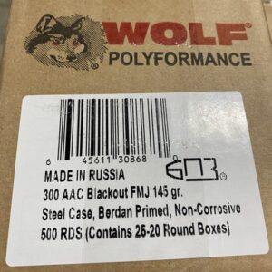 Wolf 300 ACC Blackout. 145 Grain steel case. 500 rounds.