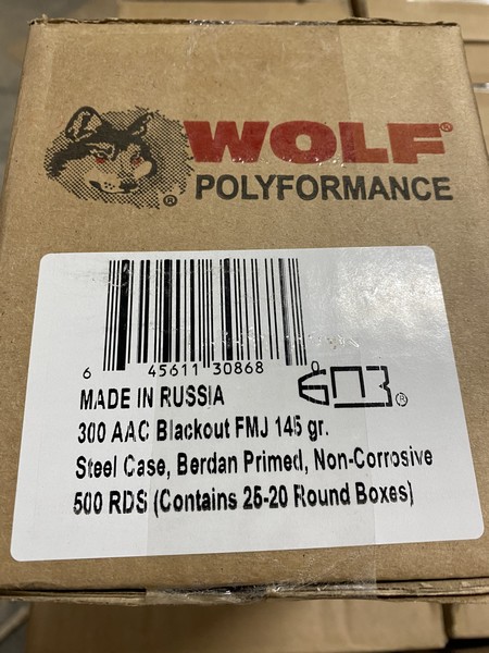 Wolf 300 ACC Blackout. 145 Grain steel case. 500 rounds.