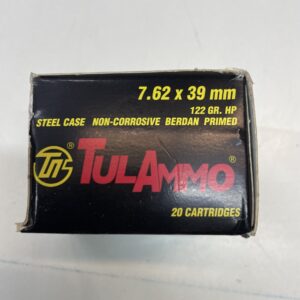 7.62x39 122 Grain Hollow Point TulAmmo. 20 rounds