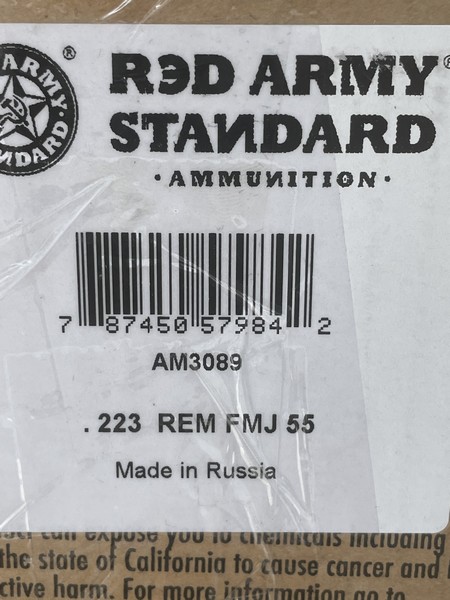 Red Army .223- 55 grain steel case ammo. - 20 rounds - Image 3
