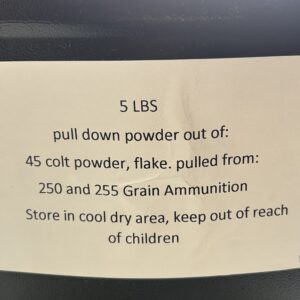 45 Colt Flake Powder out of 250 and 255 Grain Plated. 5 LB jug