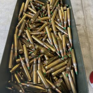 5.56x45 62 grain M855 brass case ammo. 1000 rounds in free 50 cal. metal ammo can.