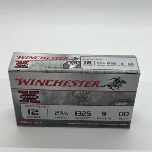 Winchester Super-X Ammunition 12 Gauge 2-3/4" Buffered 00 Buckshot 9 Pellets. 5 round box
