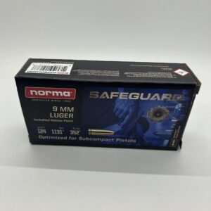 9MM LUGER NORMA SAFEGUARD 124 GR. JHP.