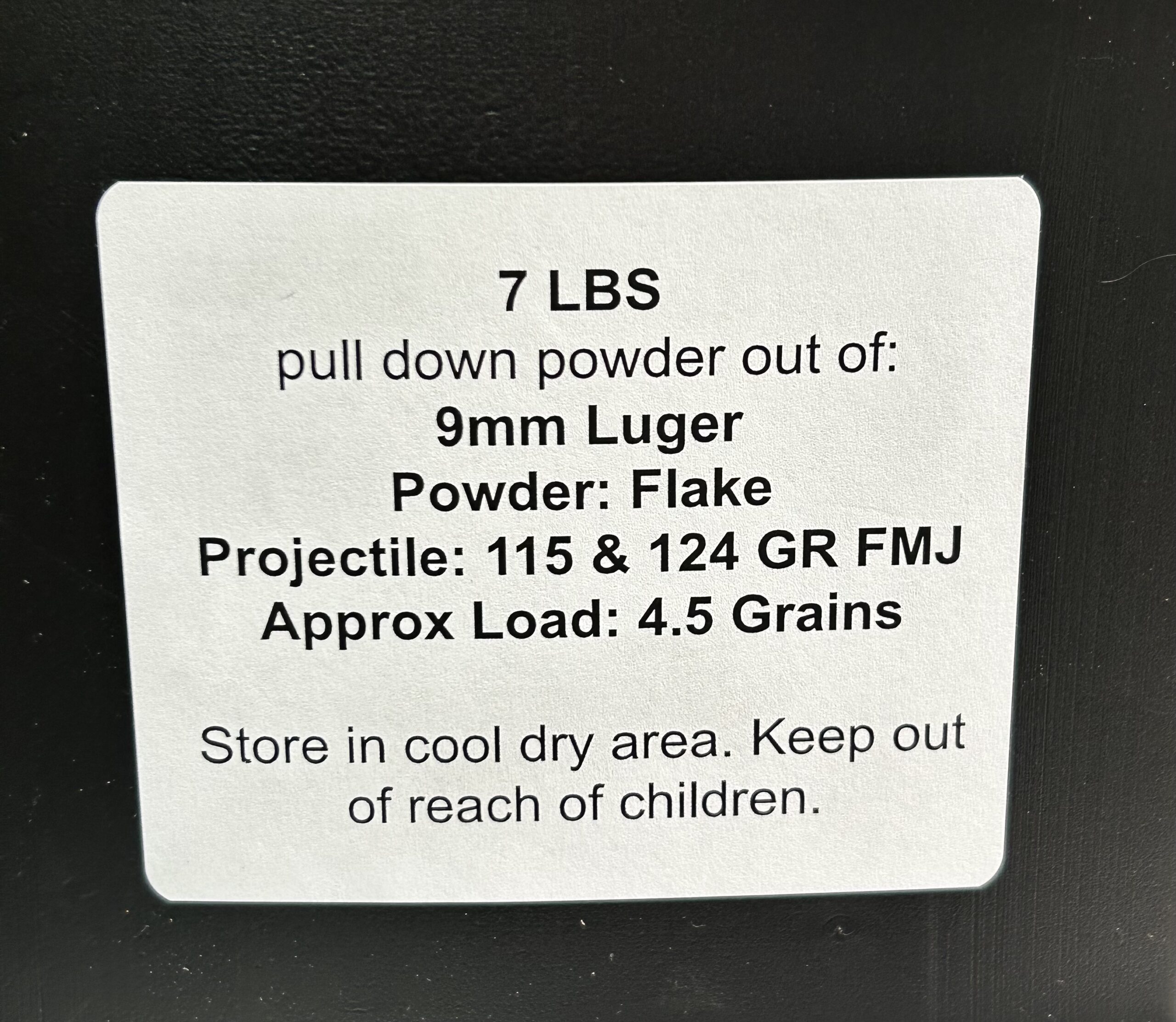9mm Luger pull down powder out of 115 & 124 GR FMJ . 7 LBS