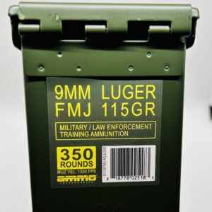 350RD AMMO CAN OF AMMO INC MIL/LE TRAINING AMMO 9MM 115GR FMJ