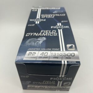 Fiocchi 22 Winchester Magnum Rimfire (WMR) Ammo 40 Grain Jacketed Hollow Point