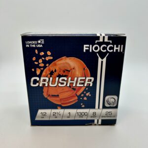 Fiocchi Premium Target Crusher Shotshell 12CRSR8, 12 Gauge, 2-3/4", 1 oz, 1300 fps, #8 Lead Shot, 25 Rds/Bx