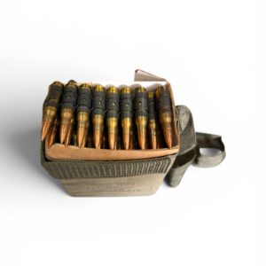 FNM 7.62×51 NATO M80 Ball Ammunition 147 Grain Magnetic Jacket Linked 100-Round Belt with Bandoleer & Cardboard Box