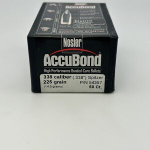 NOSLER 338 CALIBER 225 GRAIN ACCUBOND PROJECTILES. 50 COUNT