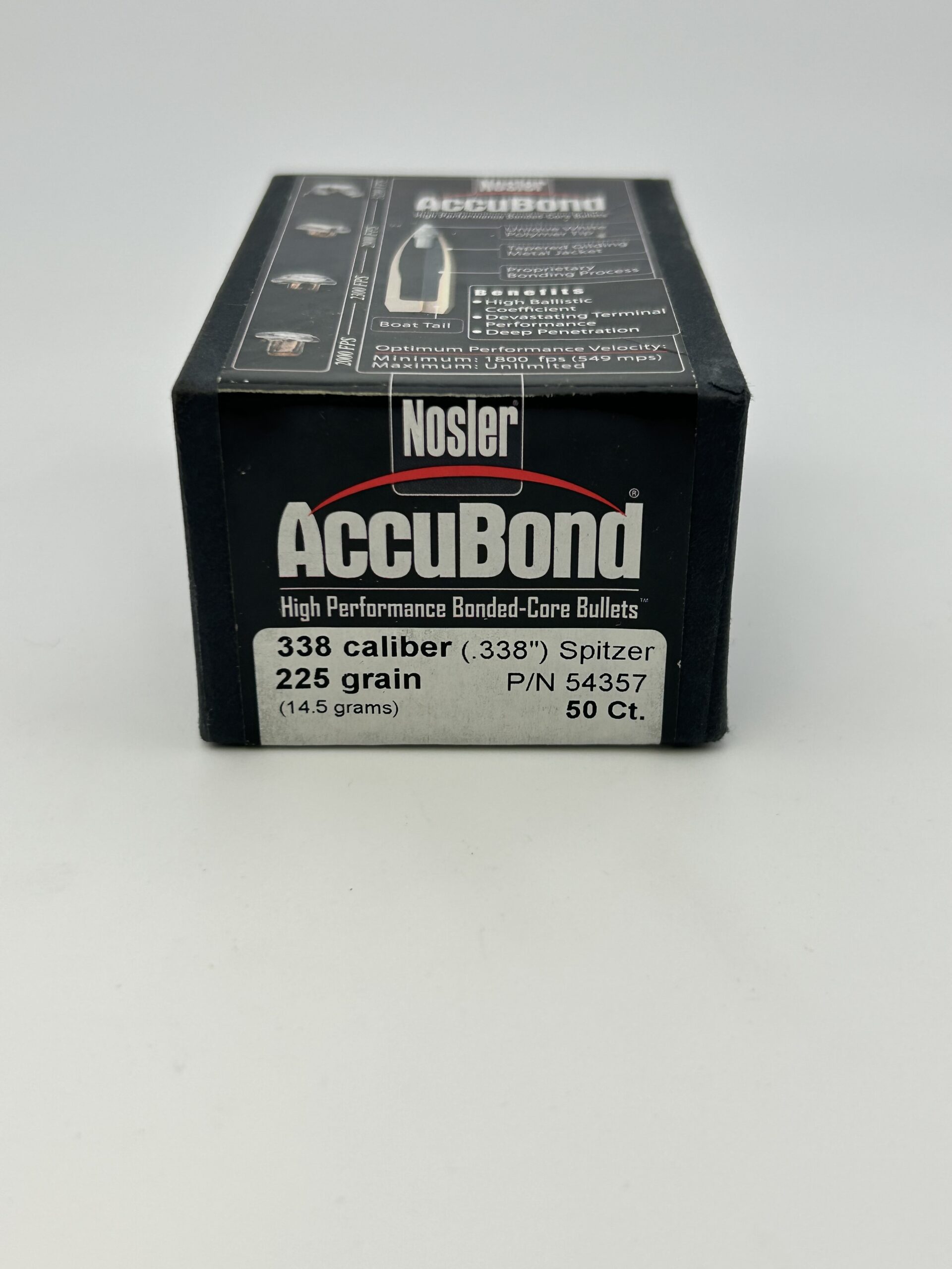 NOSLER 338 CALIBER 225 GRAIN ACCUBOND PROJECTILES. 50 COUNT
