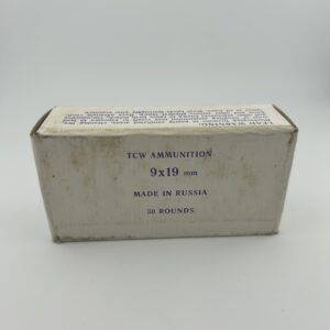 9mm TCW Ammunition. Made in Russia. 115 Grains, Non-Corrosive, Berdan Primed, Steel Case. 50 Rounds