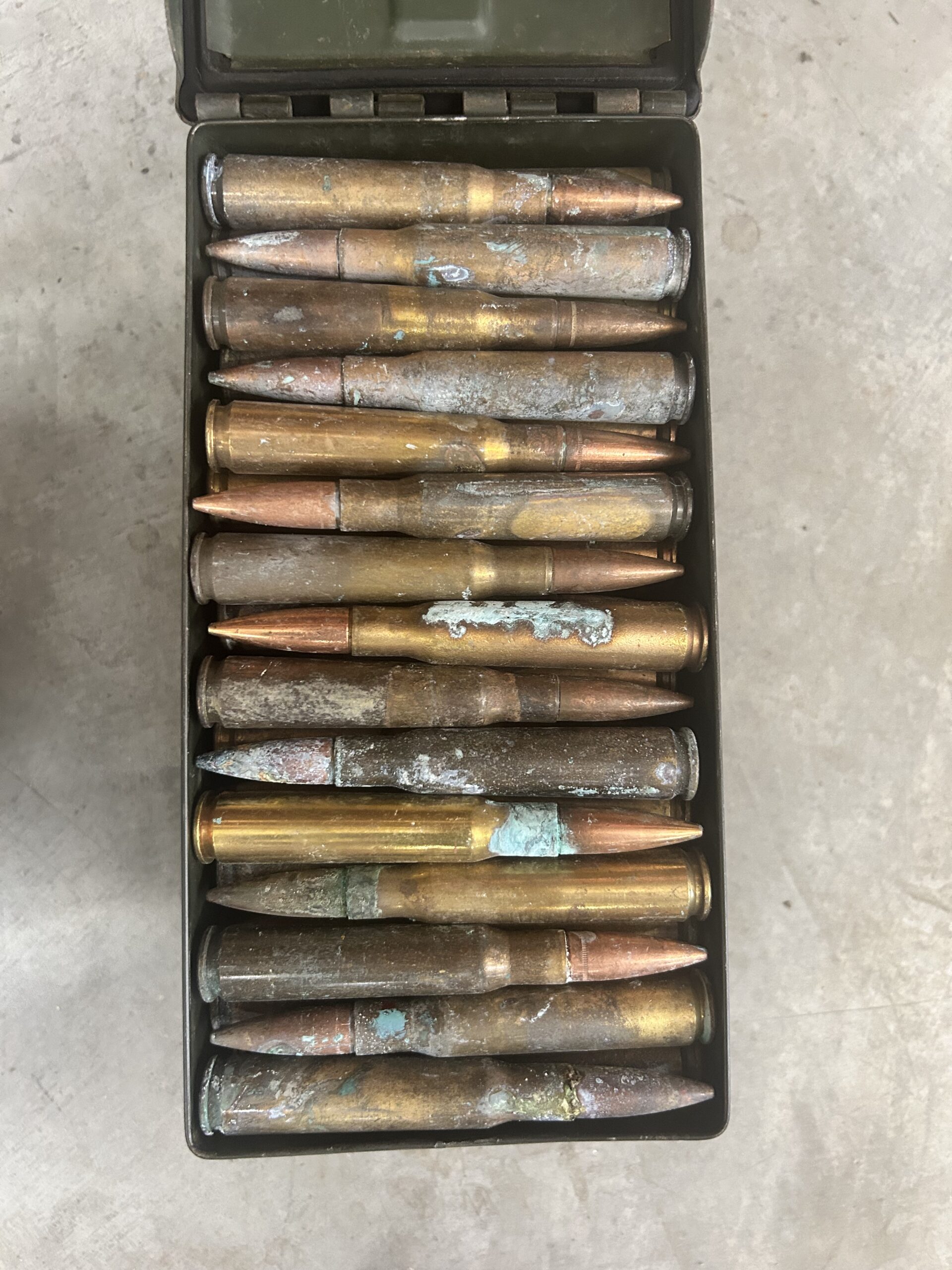 50 Caliber Mixed Dirty, Grungy Components. Sold AS COMPONENTS ONLY. 150 Round Can.