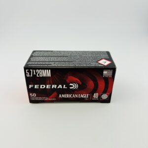 Federal American Eagle 5.7x28mm FN Ammo 40 Grain Full Metal Jacket.
