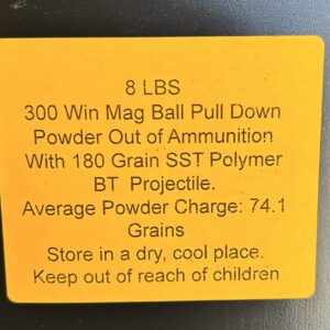 300 Win Mag Pull Down Powder. 8 LBS