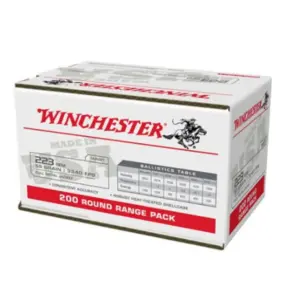 Winchester USA 223 Ammo 55 Grain Full Metal Jacket 200 Rounds Value Pack