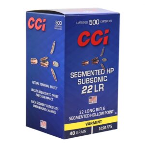 CCI Subsonic 22 Long Rifle Ammo 40 Grain Copper-Plated Segmented Hollow Point. 500 RDS.
