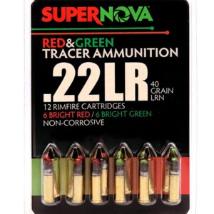 Supernova Red & Green Tracer 22LR Ammo – 40 Grain Lead Round Nose – 12 Rounds