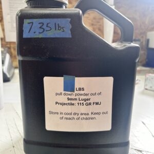 9mm Pistol Pull Down Powder of out 115 Grain Ammunition. 7.35 LBS.