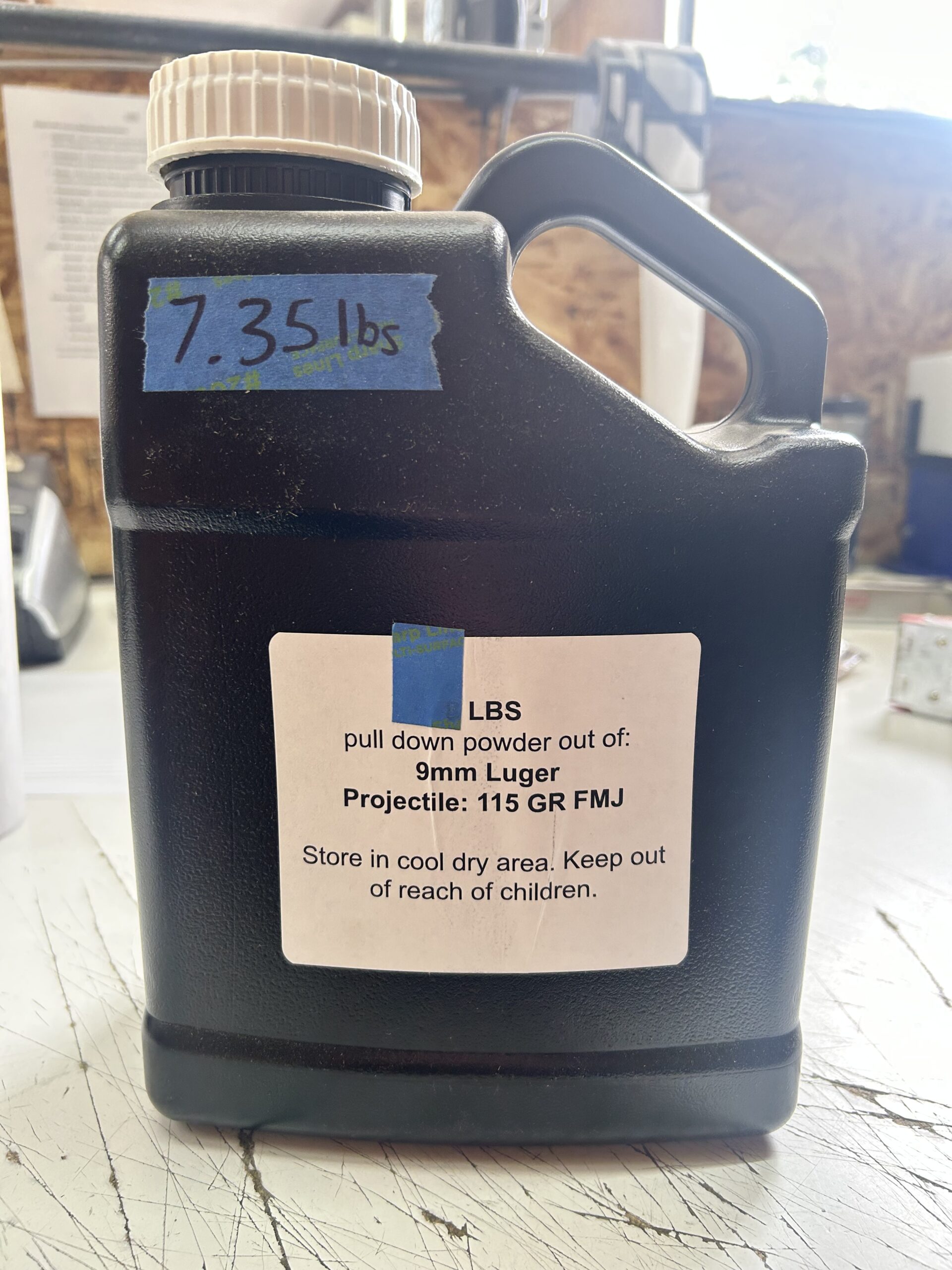 9mm Pistol Pull Down Powder of out 115 Grain Ammunition. 7.35 LBS.
