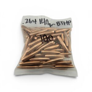 .264 dia. Hornady BTHP Match 140 Grain Pull Down Projectiles. 100 Pack