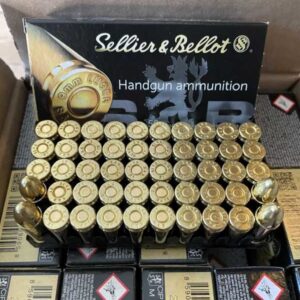 Sellier and Bellot 9mm Brass case, 115 Grain FMJ ammo. FREE SHIPPING ON CASE QUANTITY.